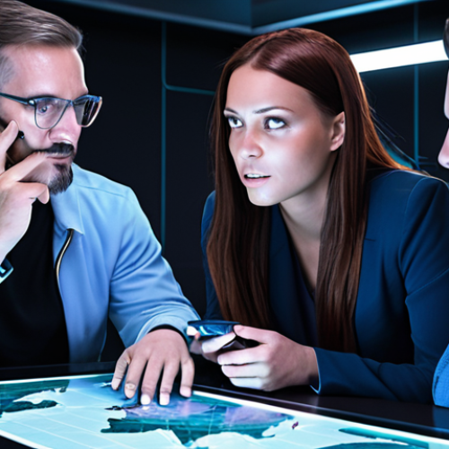 Home 15 **
* Prompt: Valorant team strategizing around a holographic map, discussing communication and agent selection. Close-up on engaged faces, highlighting teamwork.
**