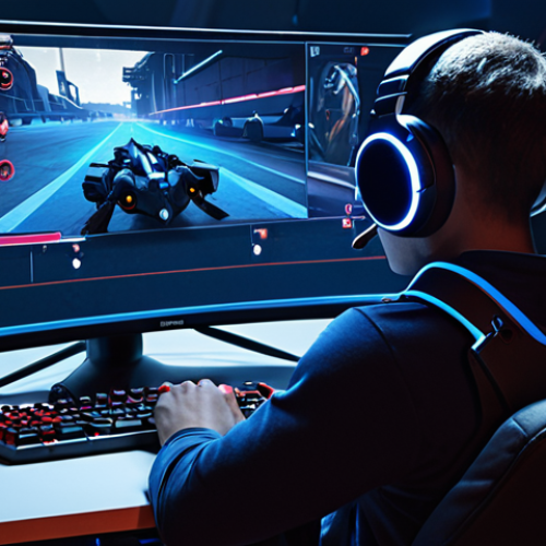 Home 14 **A Valorant player intensely focused, illuminated by the screen, with professional gaming peripherals (mouse, keyboard, headset). The background shows the Valorant training mode with target bots highlighted. Emphasize concentration and the importance of the right equipment.**