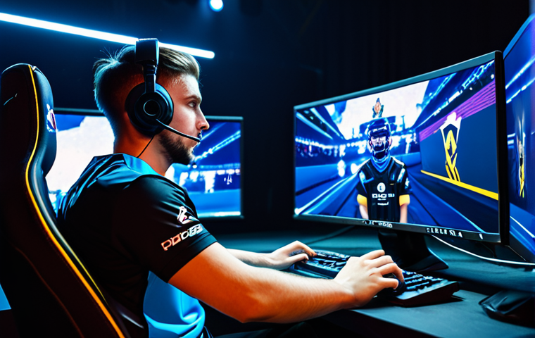 ** "A professional Valorant esports player, fully clothed in a branded team jersey, focused intently on multiple monitors during a tournament match. The player is sitting in a gaming chair on a stage filled with lights and cheering fans, creating a dynamic and competitive atmosphere. Perfect anatomy, correct proportions, well-formed hands, proper finger count, professional lighting, safe for work, appropriate content, fully clothed, professional esports scene." **