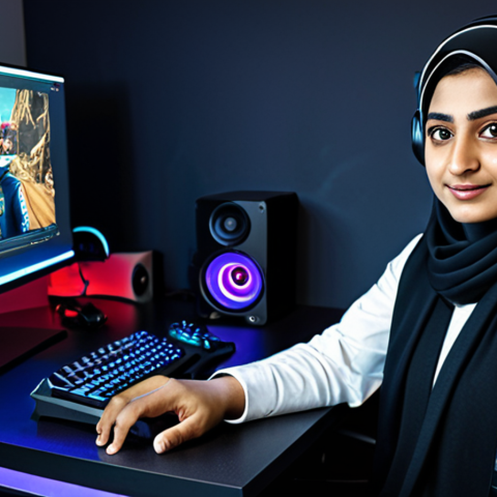 ** "A fully clothed professional Valorant player, wearing modest gaming attire, sitting at a gaming desk with a computer setup, focused expression, surrounded by Urdu gaming posters, safe for work, appropriate content, perfect anatomy, natural proportions, professional esports photography, high quality, family-friendly." **