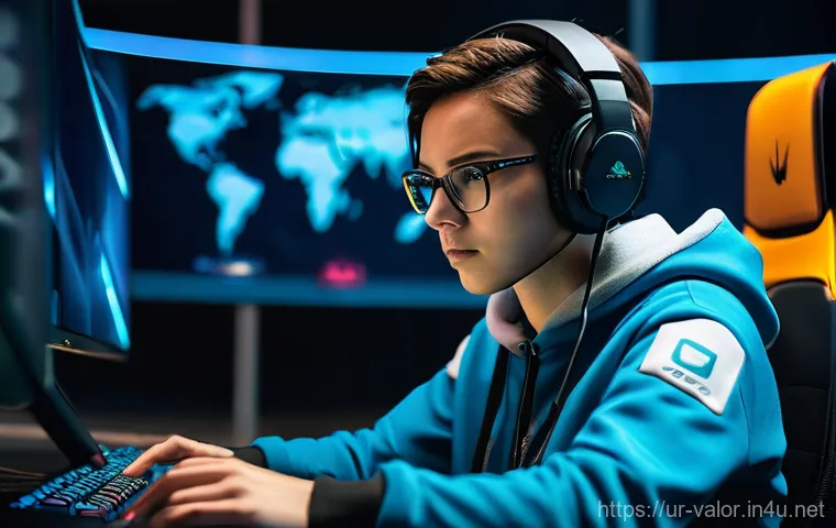발로란트 전용 유튜브 채널 - **Prompt:** "A dynamic close-up shot of a male or female gamer, approximately 20-30 years old, inten...