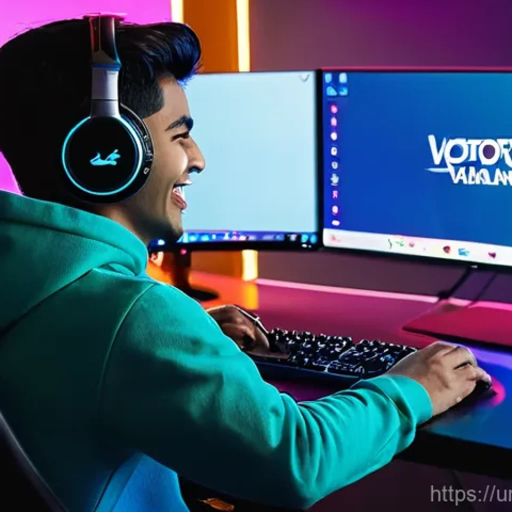 발로란트 콘텐츠 제작 팁 - **Prompt:** A vibrant, dynamic image of a young, charismatic male streamer (early 20s, looking South...
