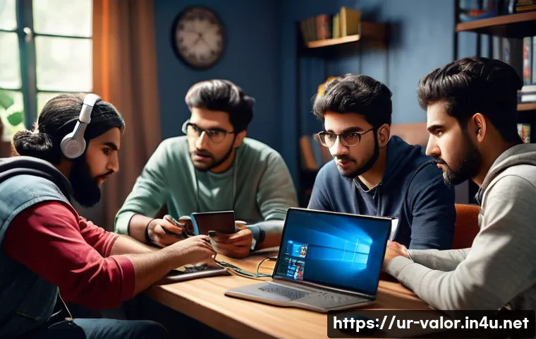 발로란트 랭크별 플레이 시간 분석 - A detailed scene of a diverse group of beginner gamers in a cozy home setting, all wearing casual cl...