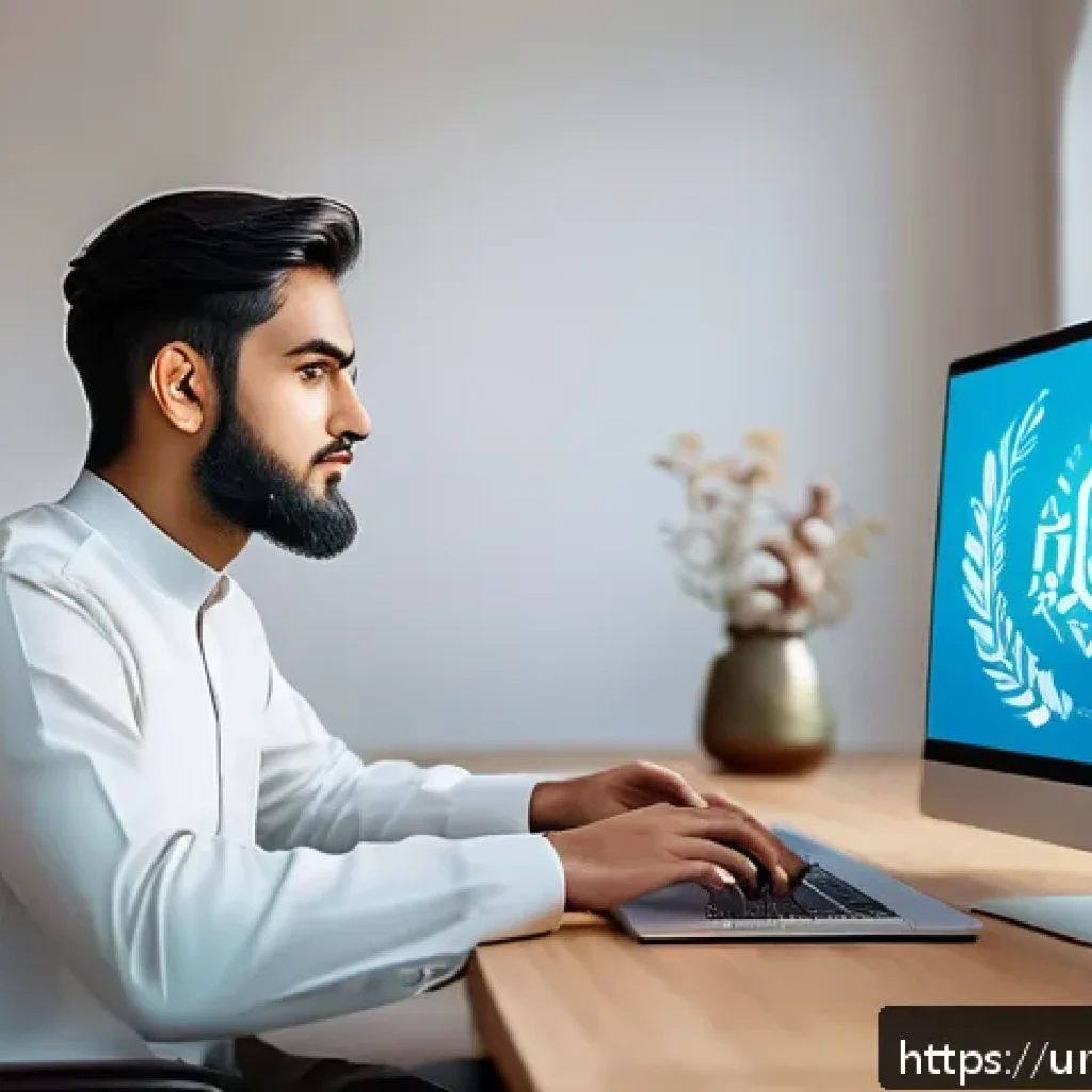 발로란트 계정 공유의 문제점 - A detailed digital illustration showing a young South Asian man in traditional Pakistani attire sitt...