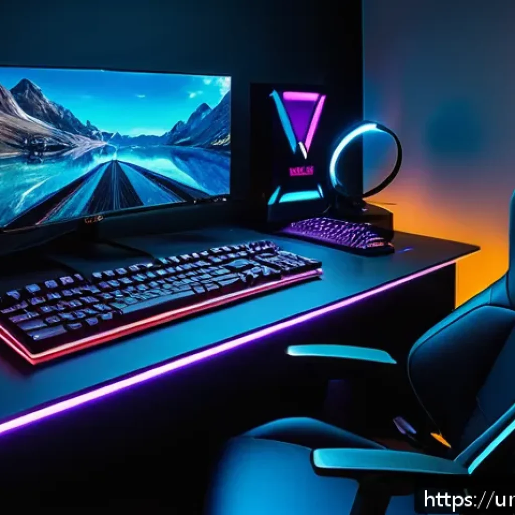 발로란트 공식 굿즈 소개 - A vibrant gaming setup featuring a sleek, high-sensitivity lightweight gaming mouse with RGB lightin...