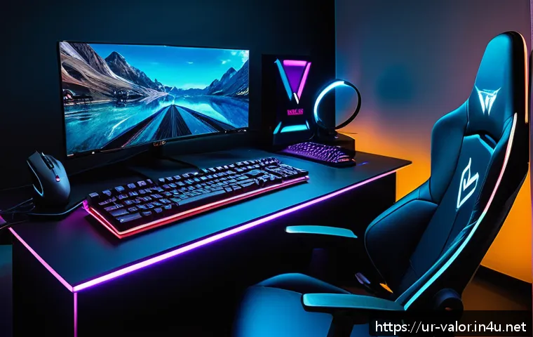발로란트 공식 굿즈 소개 - A vibrant gaming setup featuring a sleek, high-sensitivity lightweight gaming mouse with RGB lightin...
