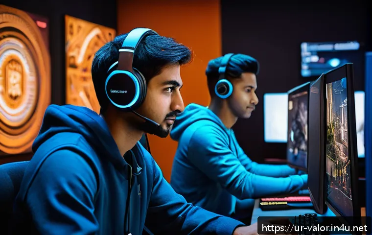 발로란트 팀 결성 방법 - A diverse team of esports players in a modern gaming room, each wearing comfortable casual clothing ...