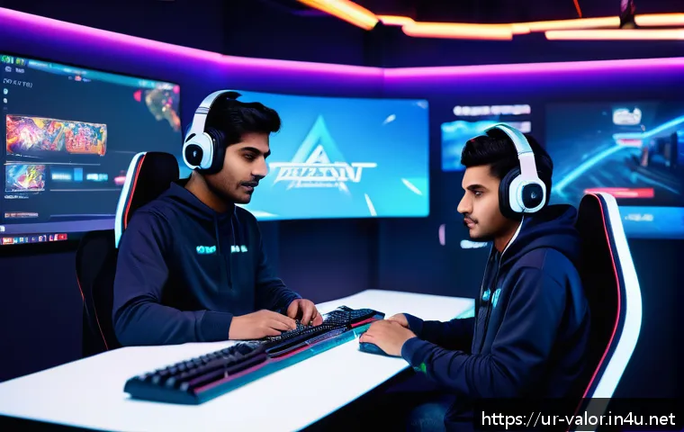 발로란트 신규 유저 웰컴 이벤트 - A vibrant, dynamic gaming event scene featuring a diverse group of new Valorant players in casual es...