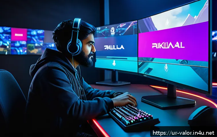 발로란트 신규 유저와의 협력 전략 - A dynamic esports team scene set in a modern gaming arena inspired by South Asian culture, featuring...