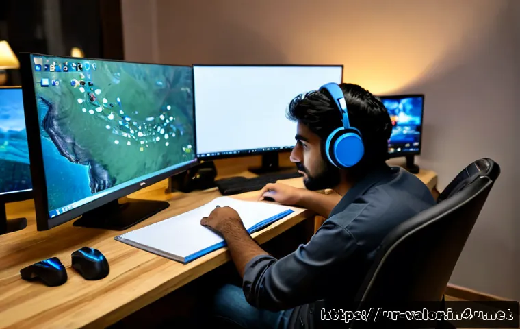 Home 17 발로란트 유저와의 협력 콘텐츠 - Photorealistic scene of two Pakistani friends collaborating in a modern gaming lounge, wearing modes...