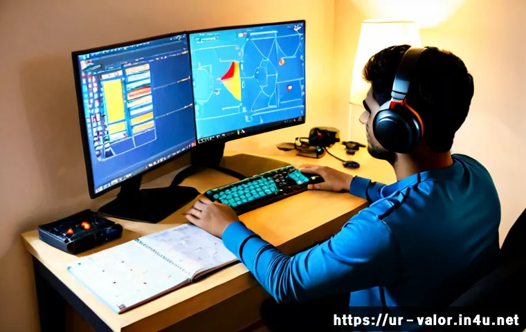 발로란트 경기 승률 분석 - Photorealistic Pakistani esports enthusiast analyzing competitive shooter match performance at a tid...