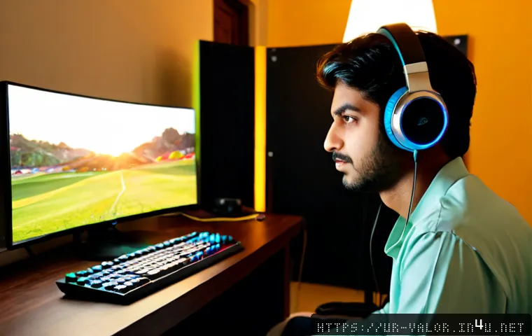 발로란트 업데이트 이후 유저 반응 - Photorealistic Pakistani young adult gamer in a modest Lahore apartment, seated at a clean desktop g...