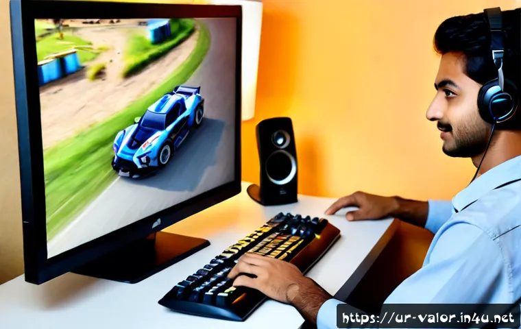 Home 17 발로란트 인게임 이모트 사용법 - Photorealistic young Pakistani gamer at a neat home desk in Lahore, using a keyboard and mouse while...